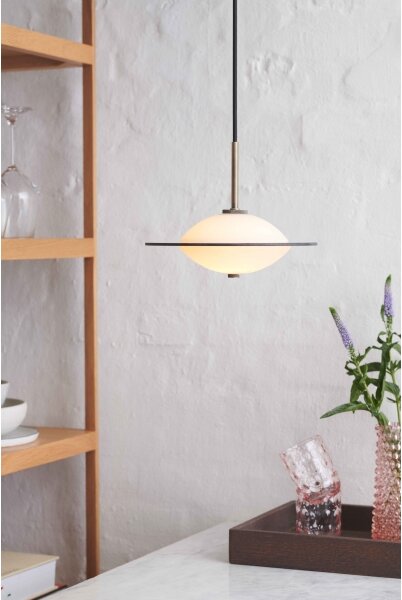 Halo Design 743599 - Závesný luster na lanku ORBIT 1xG9/7W/230V priemer 24 cm biela/mosadz/dymové