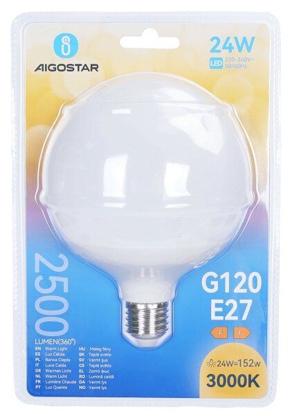 LED žiarovka G120 E27/24W/230V 3000K - Aigostar