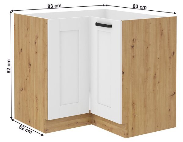 NovýNábytok.sk Rohová spodná skrinka Lesana 2 (biela + dub artisan) 89x89 ND 1F BB . Vlastná spoľahlivá doprava až k Vám domov. 1063946