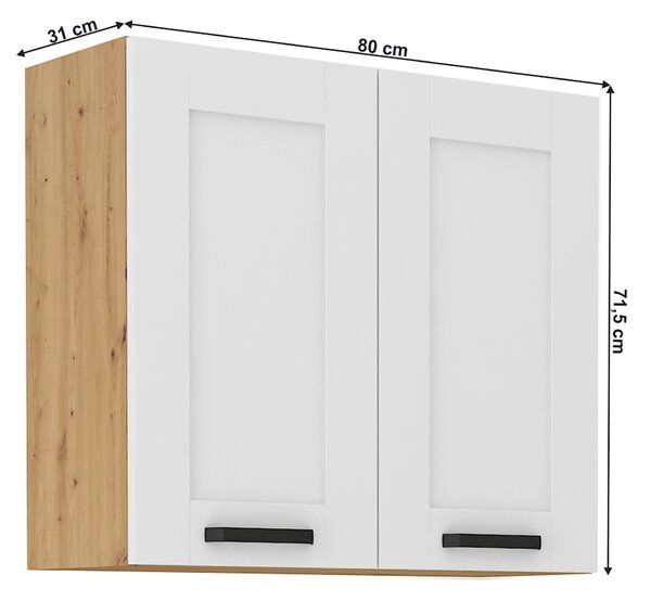 NovýNábytok.sk Horná skrinka Lesana 2 (biela + dub artisan) 80 G-72 2 F . Vlastná spoľahlivá doprava až k Vám domov. 1063954