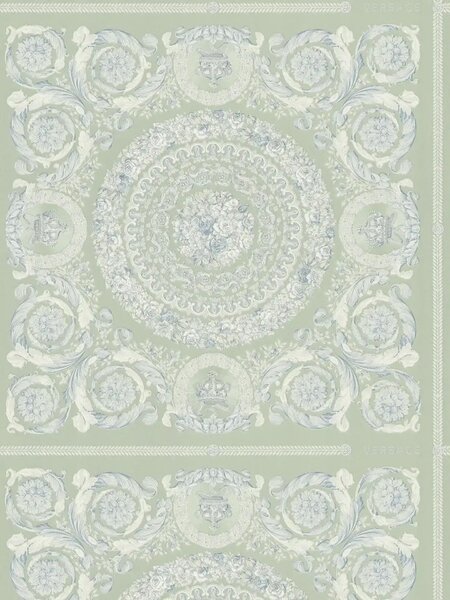 A.S. Création | Vliesová tapeta na stenu Versace 6 79134-3 | 0,53 x 10,05 m | zelená, modrá, biela