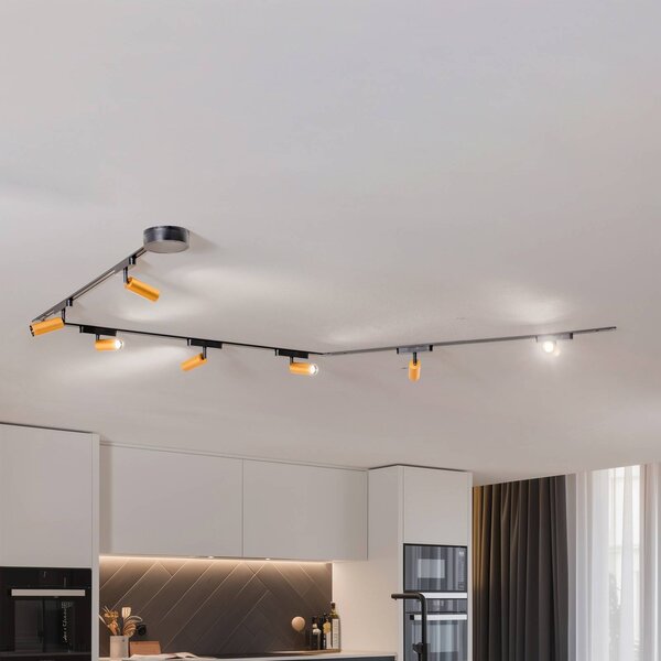 Lumaro track system, reflektory, 7 svetiel, zlaté, Ø4cm,48V,stmievateľné, Čierna, Obývacia izba / jedáleň, Hliník, Moderný, Koľajnicový systém