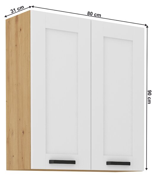 NovýNábytok.sk Horná skrinka Lesana 2 (biela + dub artisan) 80 G-90 2 F . Vlastná spoľahlivá doprava až k Vám domov. 1063966