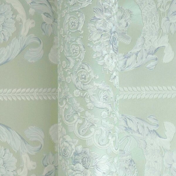 A.S. Création | Vliesová tapeta na stenu Versace 6 79134-3 | 0,53 x 10,05 m | zelená, modrá, biela