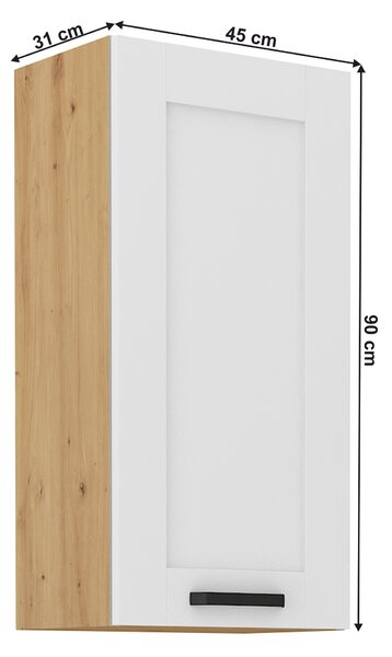 NovýNábytok.sk Horná skrinka Lesana 2 (biela + dub artisan) 45 G-90 1F . Vlastná spoľahlivá doprava až k Vám domov. 1063969
