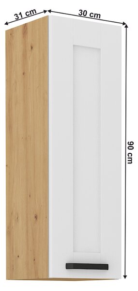 NovýNábytok.sk Horná skrinka Lesana 2 (biela + dub artisan) 30 G-90 1F . Vlastná spoľahlivá doprava až k Vám domov. 1063972
