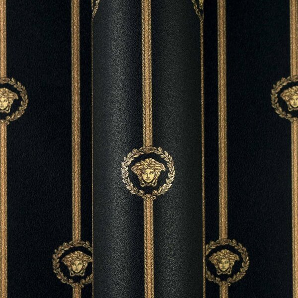 A.S. Création | Vliesová tapeta na stenu Versace 6 79131-2 | 0,53 x 10,05 m | čierna, zlatá