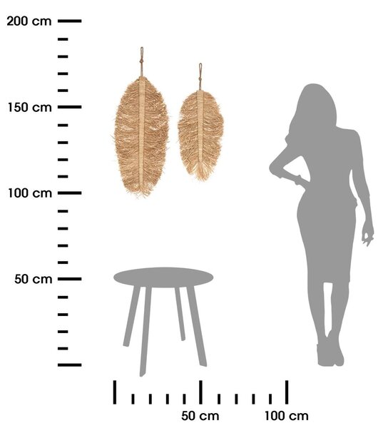 Dekorácia na stenu z rafie Oasis Leaf 29x70 cm + 24x50 cm