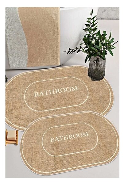 Hnedo-krémové kúpeľňové predložky v súprave 2 ks 60x90 cm Jute Look – Mila Home