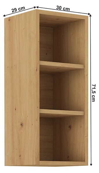 NovýNábytok.sk Horný kuchynský regál Lesana 2 (dub artisan) 30 G-72 OTW . Vlastná spoľahlivá doprava až k Vám domov. 1063983