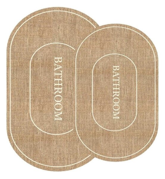 Hnedo-krémové kúpeľňové predložky v súprave 2 ks 60x90 cm Jute Look – Mila Home
