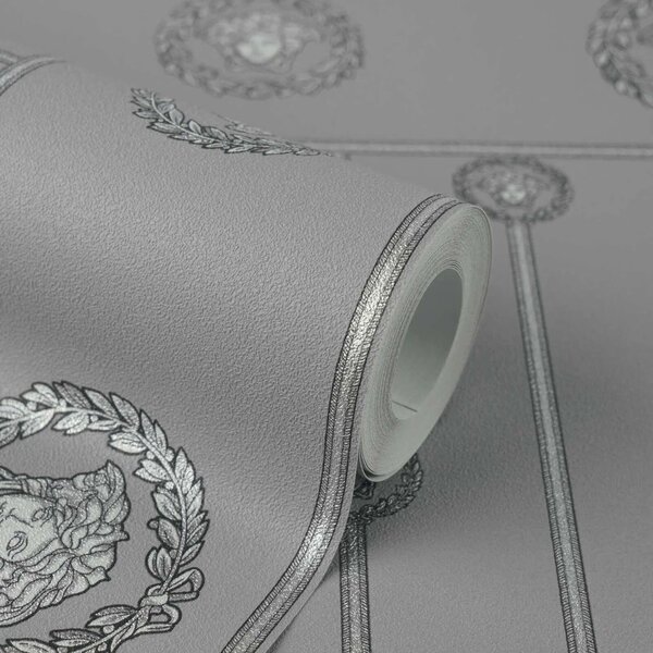 A.S. Création | Vliesová tapeta na stenu Versace 6 79131-3 | 0,53 x 10,05 m | šedá, metalická