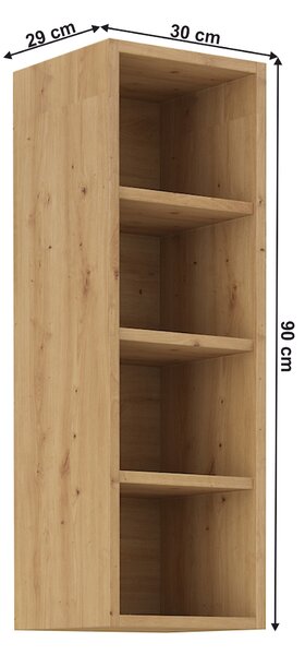 NovýNábytok.sk Horný kuchynský regál Lesana 2 (dub artisan) 30 G-90 OTW . Vlastná spoľahlivá doprava až k Vám domov. 1063987