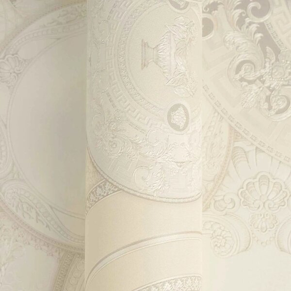 A.S. Création | Vliesová tapeta na stenu Versace 6 79136-1 | 0,53 x 10,05 m | biela, krémová, šedá