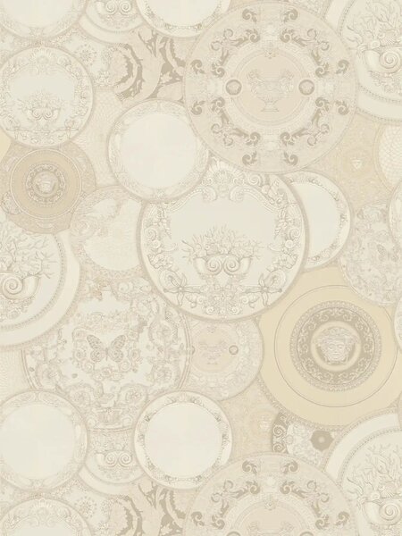 A.S. Création | Vliesová tapeta na stenu Versace 6 79136-1 | 0,53 x 10,05 m | biela, krémová, šedá