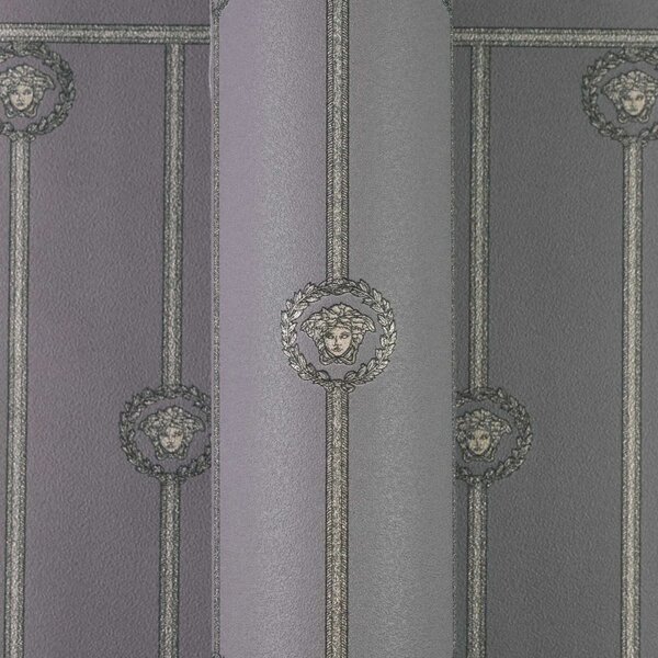 A.S. Création | Vliesová tapeta na stenu Versace 6 79131-4 | 0,53 x 10,05 m | šedá, fialová, metalická
