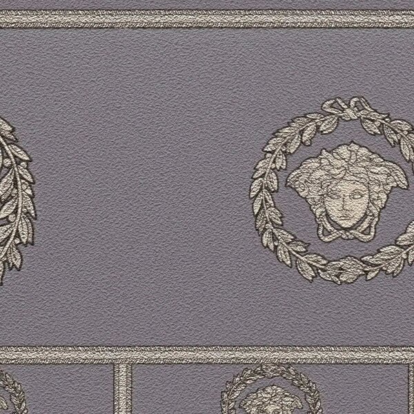 A.S. Création | Vliesová tapeta na stenu Versace 6 79131-4 | 0,53 x 10,05 m | šedá, fialová, metalická