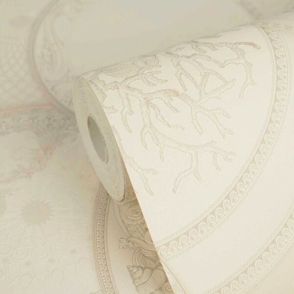 A.S. Création | Vliesová tapeta na stenu Versace 6 79136-1 | 0,53 x 10,05 m | biela, krémová, šedá