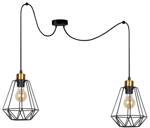 Čierno-zlatý závesný decentrálny luster Primo pre žiarovku 2x E27 – LED lustre a svietidlá > Kolekcie svietidiel > Kolekcia svietidiel