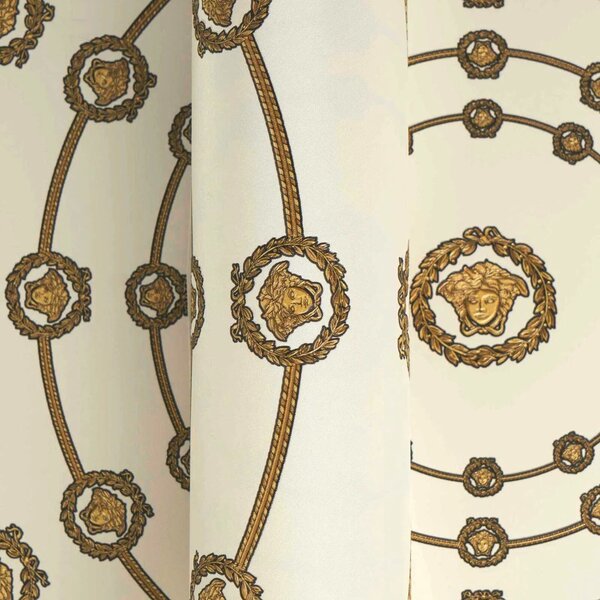 A.S. Création | Vliesová tapeta na stenu Versace 6 79175-1 | 0,53 x 10,05 m | krémová, zlatá, čierna