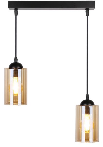 Čierno-hnedý závesný luster Bistro pre žiarovku 2x E27 – LED lustre a svietidlá > Kolekcie svietidiel > Kolekcia svietidiel BISTRO