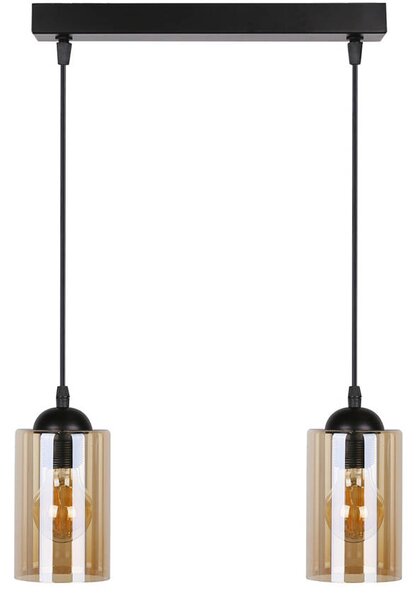 Čierno-hnedý závesný luster Bistro pre žiarovku 2x E27 – LED lustre a svietidlá > Kolekcie svietidiel > Kolekcia svietidiel BISTRO