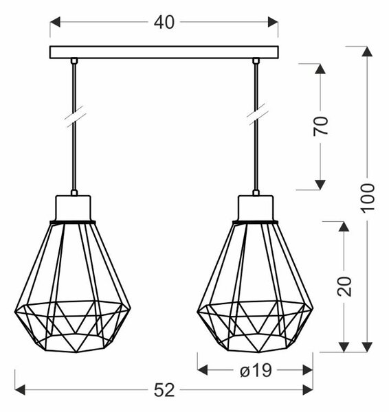 Čierno-zlatý závesný luster Primo pre žiarovku 2x E27 – LED lustre a svietidlá > Kolekcie svietidiel > Kolekcia svietidiel PRIMO