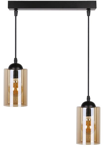 Čierno-hnedý závesný luster Bistro pre žiarovku 2x E27 – LED lustre a svietidlá > Kolekcie svietidiel > Kolekcia svietidiel BISTRO