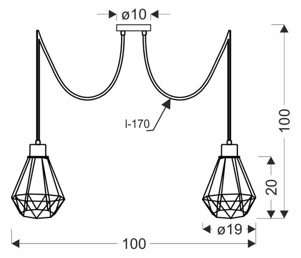 Čierno-zlatý závesný decentrálny luster Primo pre žiarovku 2x E27 – LED lustre a svietidlá > Kolekcie svietidiel > Kolekcia svietidiel