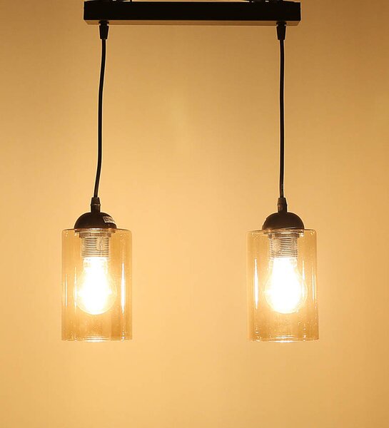 Čierno-hnedý závesný luster Bistro pre žiarovku 2x E27 – LED lustre a svietidlá > Kolekcie svietidiel > Kolekcia svietidiel BISTRO