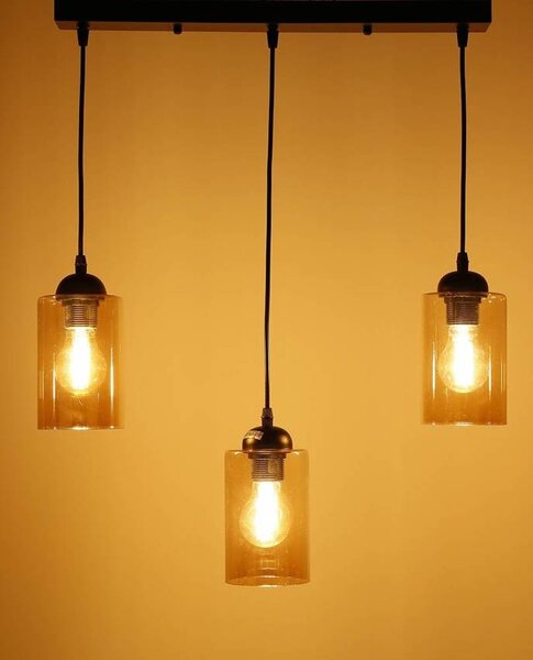 Čierno-hnedý závesný luster Bistro pre žiarovku 3x E27 – LED lustre a svietidlá > Kolekcie svietidiel > Kolekcia svietidiel BISTRO