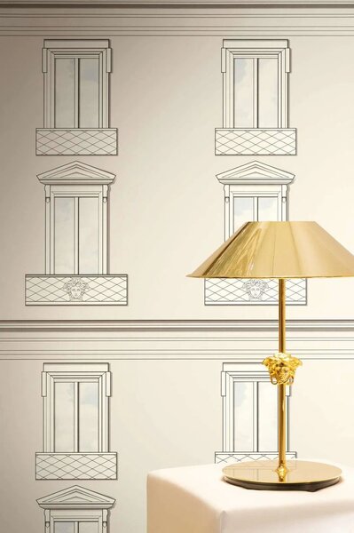 A.S. Création | Vliesová tapeta na stenu Versace 6 79132-2 | 0,53 x 10,05 m | biela, krémová, šedá, čierna, tyrkysová