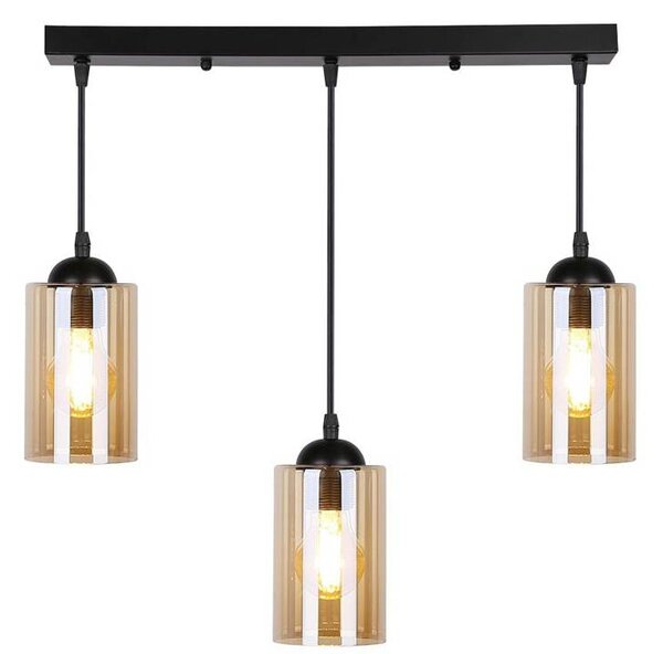 Čierno-hnedý závesný luster Bistro pre žiarovku 3x E27 – LED lustre a svietidlá > Kolekcie svietidiel > Kolekcia svietidiel BISTRO