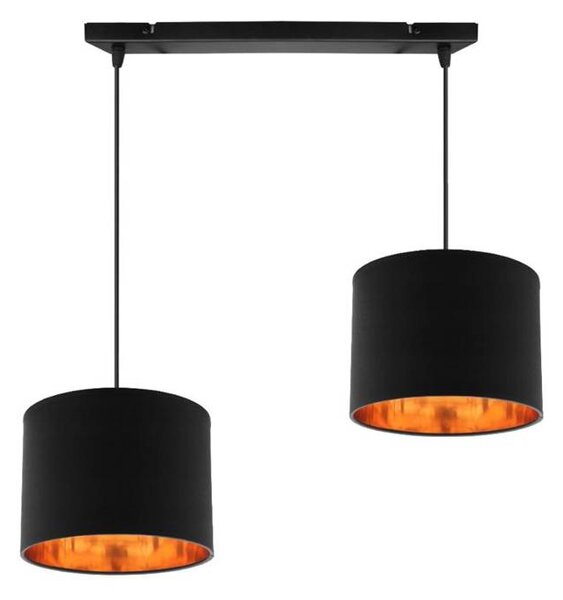 Čierno-medený závesný luster Candida pre žiarovku 2x E27 – LED lustre a svietidlá > Kolekcie svietidiel > Kolekcia svietidiel CANDIDA