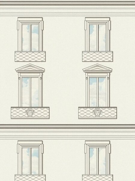 A.S. Création | Vliesová tapeta na stenu Versace 6 79132-3 | 0,53 x 10,05 m | biela, krémová, čierna, tyrkysová