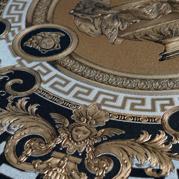 A.S. Création | Vliesová tapeta na stenu Versace 6 79136-4 | 0,53 x 10,05 m | hnedá, metalická, zlatá, čierna