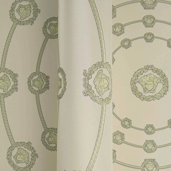 A.S. Création | Vliesová tapeta na stenu Versace 6 79175-4 | 0,53 x 10,05 m | krémová, zelená, šedá