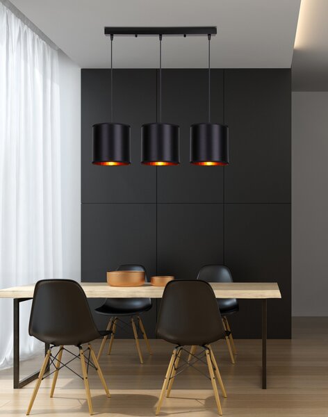 Čierno-medený závesný luster Candida pre žiarovku 3x E27 – LED lustre a svietidlá > Kolekcie svietidiel > Kolekcia svietidiel CANDIDA