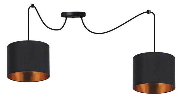 Čierno-medený závesný decentrálny luster Candida pre žiarovku 2x E27 – LED lustre a svietidlá > Kolekcie svietidiel > Kolekcia svietidiel