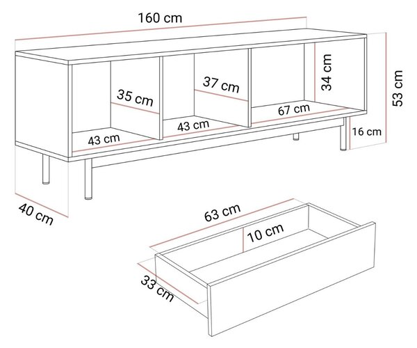 TV STOLÍK CELESTINO DUB + KAŠMÍR 160 cm