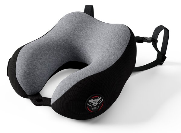 Cestovný vankúš na krk, do lietadla, pamäťová pena, sivo-čierny: Diablo TRAVEL PILLOW