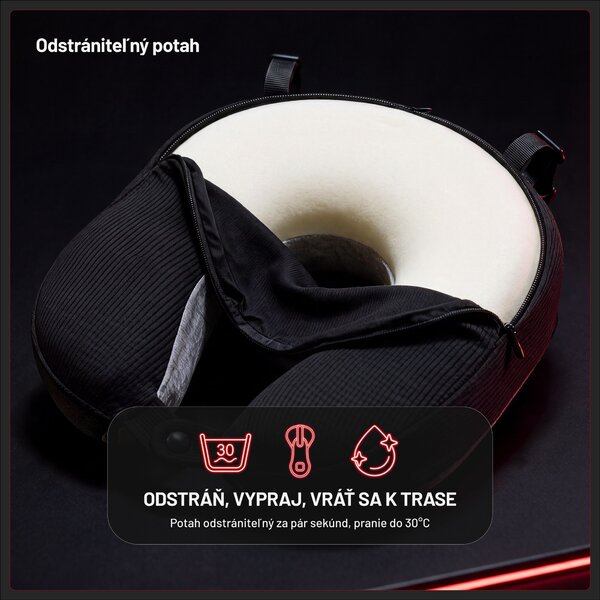 Cestovný vankúš na krk, do lietadla, pamäťová pena, sivo-čierny: Diablo TRAVEL PILLOW