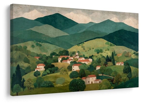 Obraz vidiecka krajina v údolí