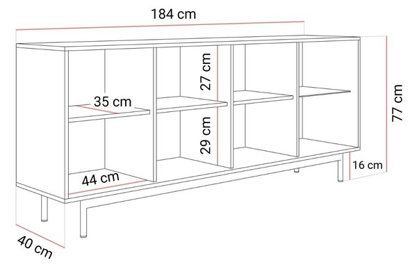 KOMODA CELESTINO 3D1W DUB + KAŠMÍR 184 cm