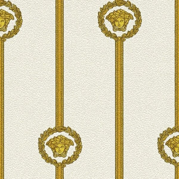 A.S. Création | Vliesová tapeta na stenu Versace 6 79173-1 | 0,53 x 10,05 m | biela, krémová, zlatá