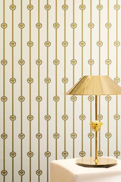 A.S. Création | Vliesová tapeta na stenu Versace 6 79173-1 | 0,53 x 10,05 m | biela, krémová, zlatá