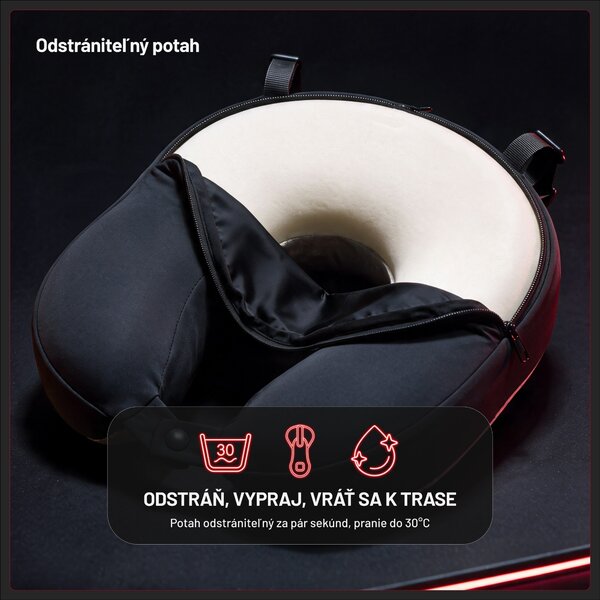 Cestovný vankúš na krk, do lietadla, pamäťová pena, čierny: Diablo TRAVEL PILLOW