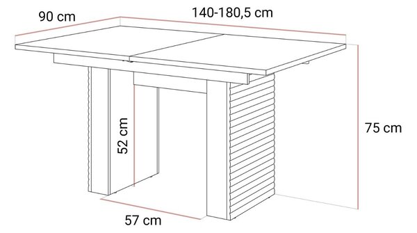 ROZKLÁDACÍ JEDÁLENSKÝ STÔL CELESTINO DUB + KAŠMÍR 140 - 180 cm