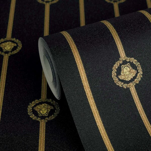 A.S. Création | Vliesová tapeta na stenu Versace 6 79173-2 | 0,53 x 10,05 m | čierna, zlatá