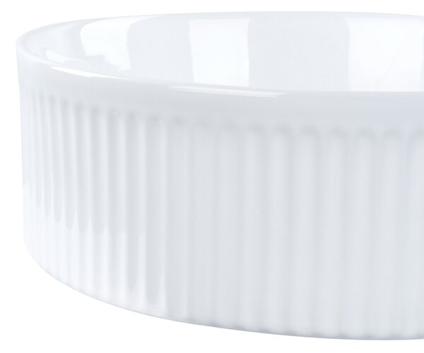 Kúpeľňové umývadlo na dosku lesklé biele keramické 37 cm okrúhle moderný štýl